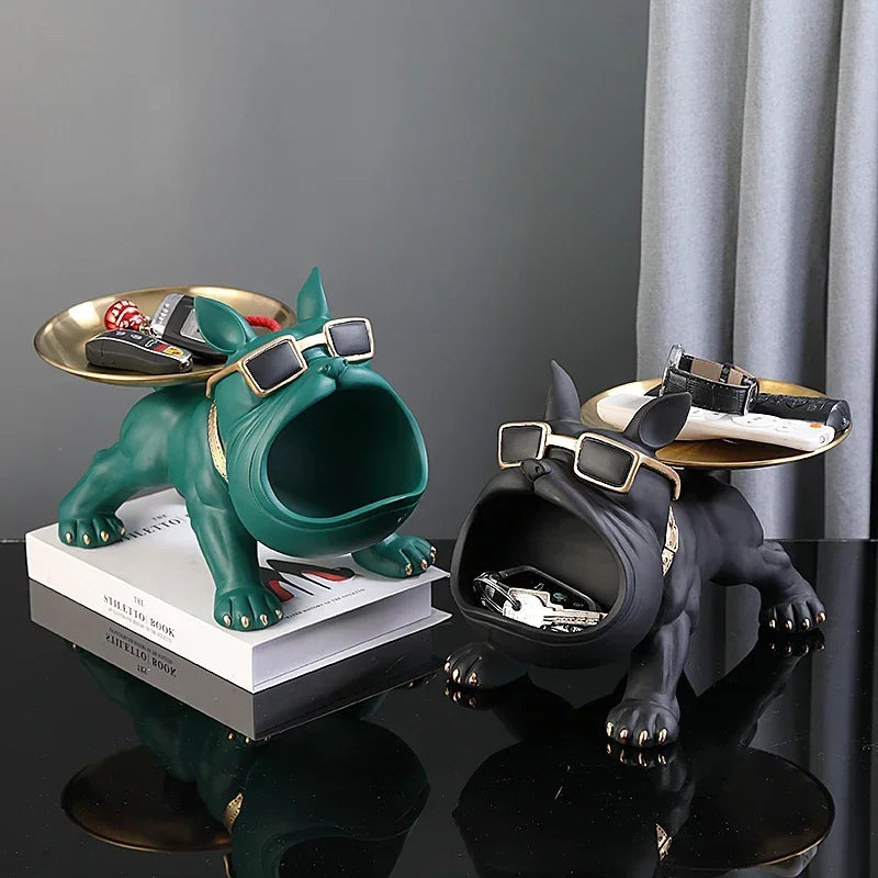 Home Bulldog Statue Keys Storage
