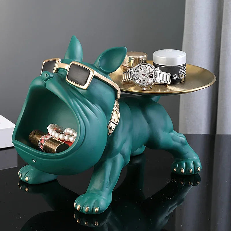 Home Bulldog Statue Keys Storage