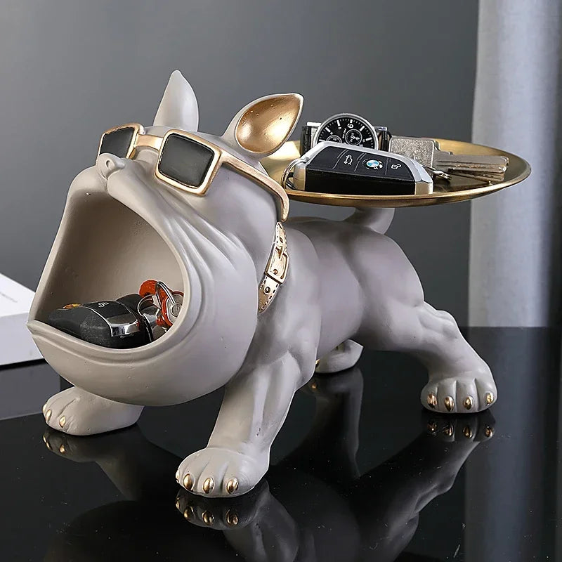 Home Bulldog Statue Keys Storage