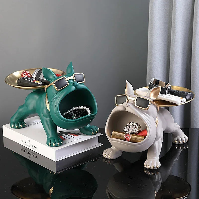 Home Bulldog Statue Keys Storage