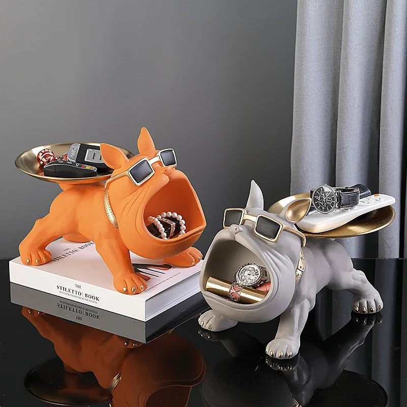 Home Bulldog Statue Keys Storage