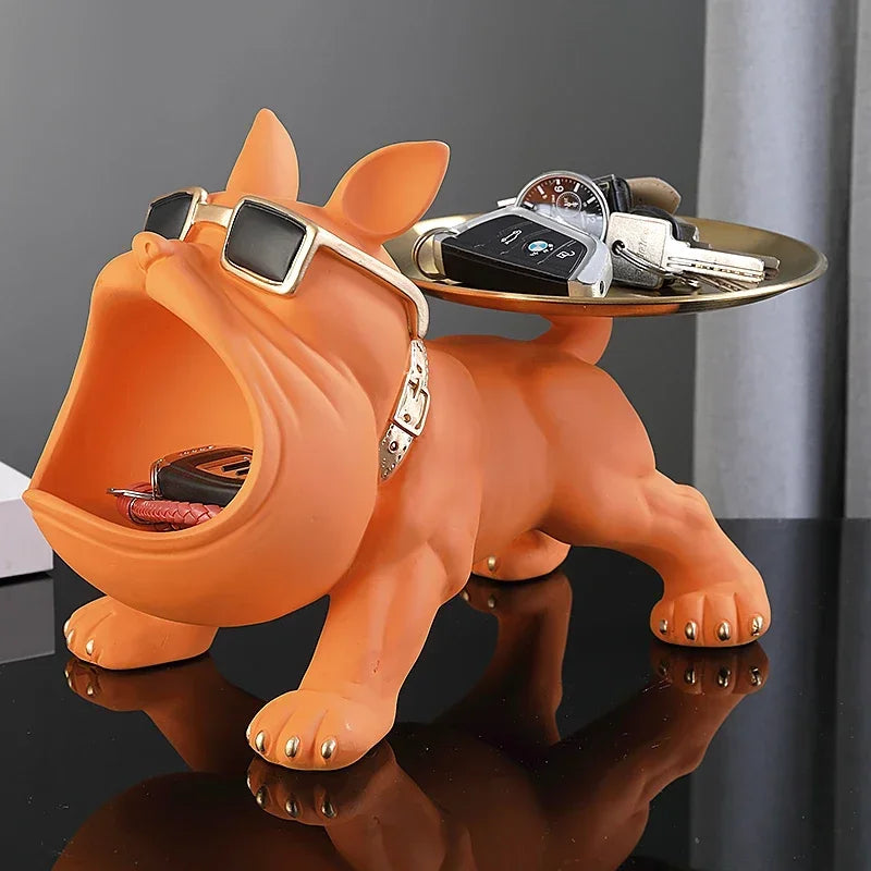 Home Bulldog Statue Keys Storage