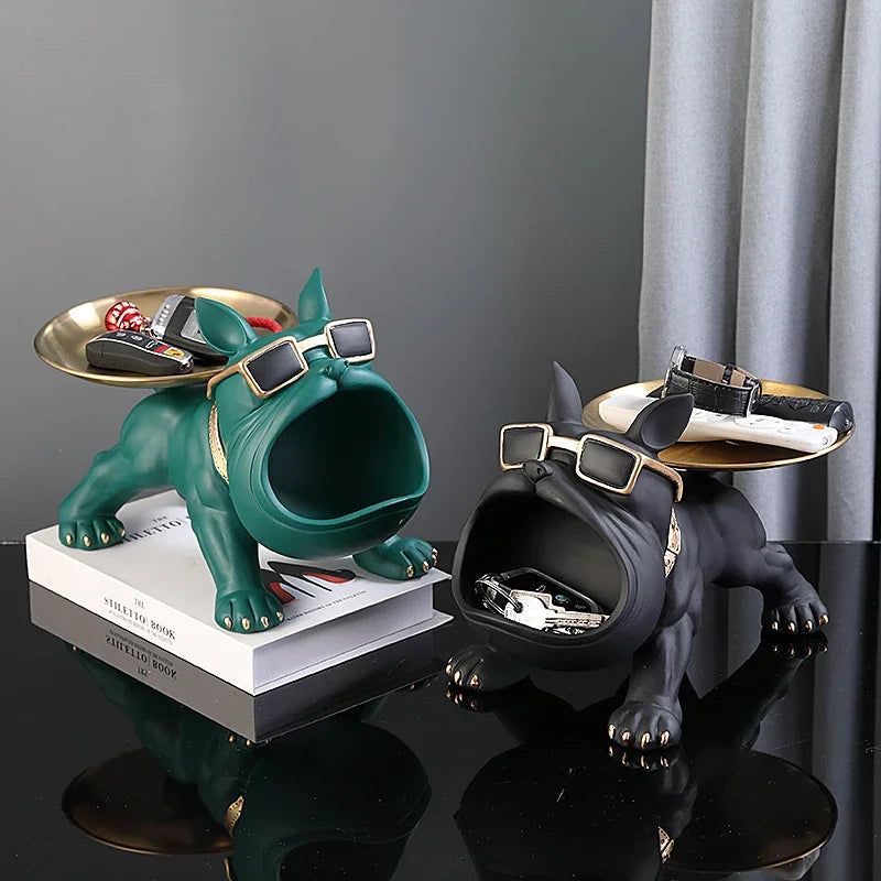 Home Bulldog Statue Keys Storage