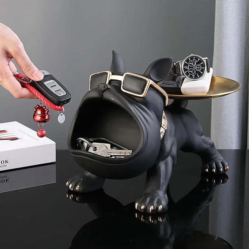 Home Bulldog Statue Keys Storage